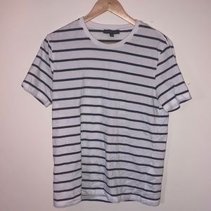 🌴BANANA REPUBLIC Black & White Striped T-Shirt Women’s Sz Medium 100% Cotton 👽